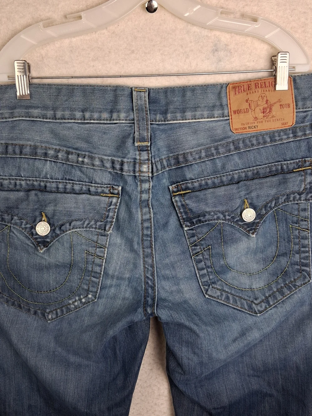 True Religion World Tour Ricky Jeans Mens 36 Distressed Straight Leg Made In USA